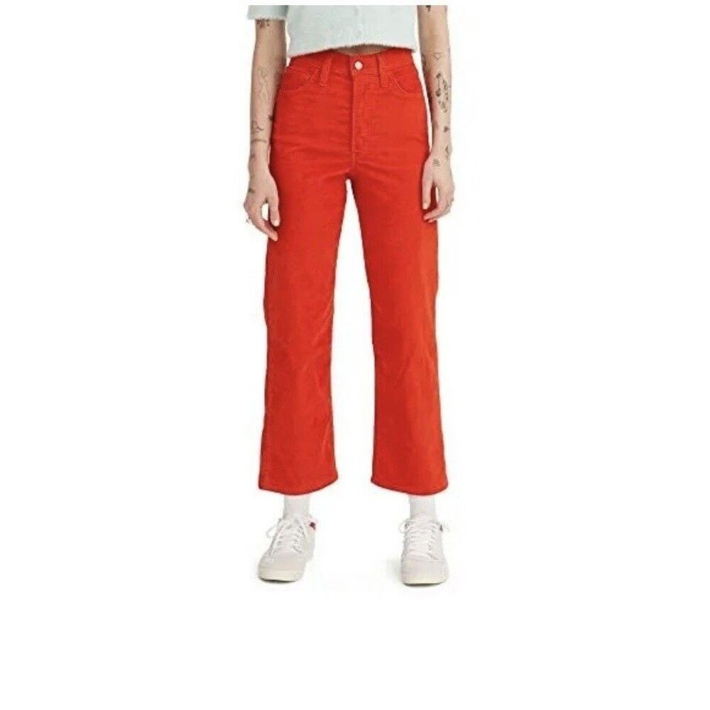 Levi's Women's Ribcage Straight Ankle Jeans, (New)‎ Valiant Poppy-Corduroy, 24